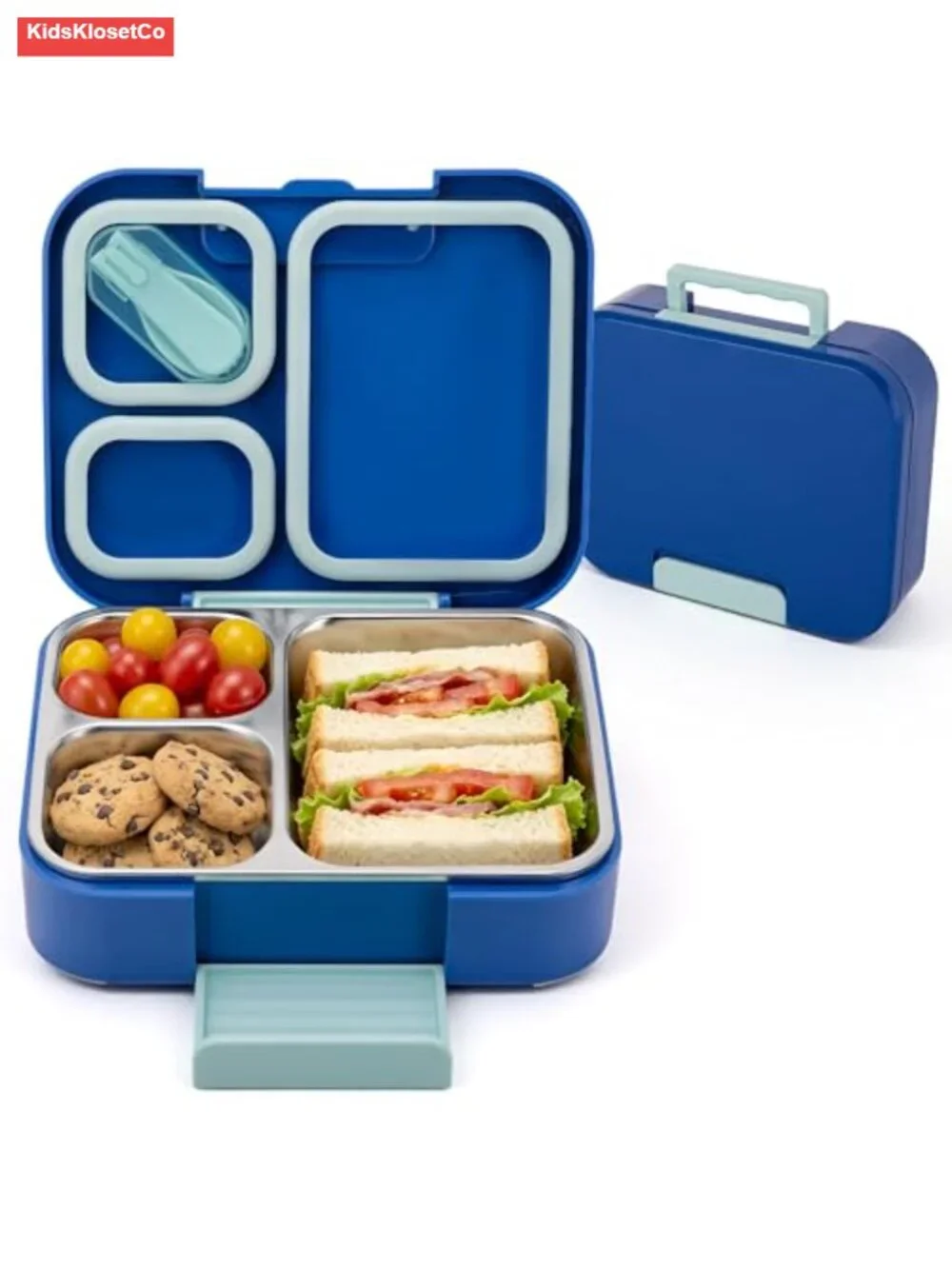 3-Compartment Bento Lunch Box for Kids, 304 Stainless Steel Tray, BPA-Free with